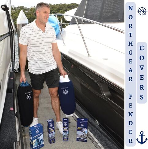 Boat Fender Covers 8"x23" Boat Bumper Cover Protects Against UV Damage and from Hull Rub Marks on Boat; Hard-Working, Durable Polyester Withstands Harsh Marine Environment, Navy Blue in Kuwait