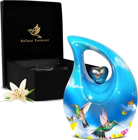 جرة حرق الجثث على شكل دمعة للرماد البشري - جرة جنازة للرماد للرجال والنساء - جرة دمعة تذكارية مصنوعة يدويًا للذكور والإناث - تكريم أحبائك مع جرة الدفن (أبيض فاتح، كبير) in Kuwait