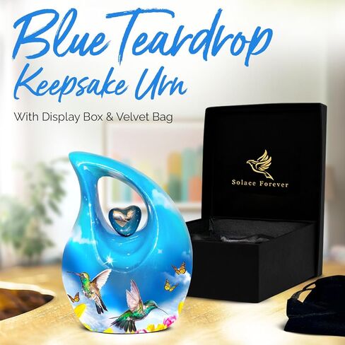 جرة حرق الجثث على شكل دمعة للرماد البشري - جرة جنازة للرماد للرجال والنساء - جرة دمعة تذكارية مصنوعة يدويًا للذكور والإناث - تكريم أحبائك مع جرة الدفن (أبيض فاتح، كبير) in Kuwait