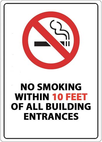 Zing Green Products 1875S Recycled Polystyrene "No Smoking Within 10 Feet" Label, Self-Adhesive, 7" Length, 5" Width, Pack of 2 in Saudi Arabia