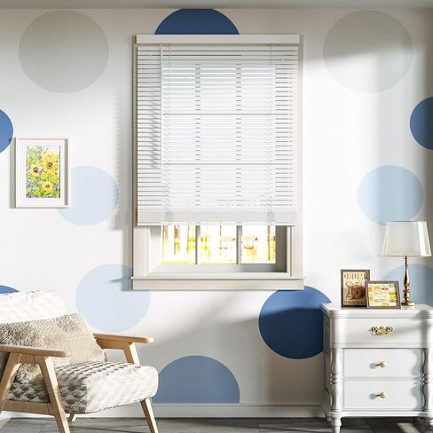 szximu 1 "الستائر اللاسلكية للنوافذ الداخلية، 60" ث × 64 "ح ستائر النوافذ، تصفية الضوء الأفقي الصغير أعمى، الستائر البيضاء والظلال للمنزل مكتب غرفة نوم المطبخ غرفة المعيشة in Kuwait