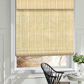 ستائر ظلال النوافذ الخشبية من لانتايم، ستائر دوارة من الخيزران المعتمة، سهلة التركيب للمنزل والحديقة، نمط 10 in Kuwait