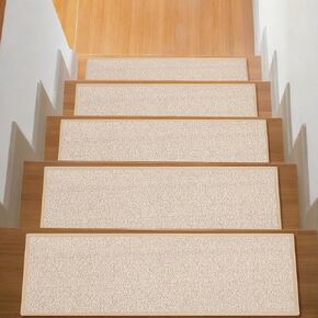 Stair Treads for Wooden Steps Indoor,Carpet Stair Treads Non-Slip,Machine Washable Stair Runners for Kids Elders and Pets,Beige,8"x30",7 Pieces in Saudi Arabia