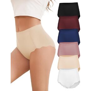 Cevapro High Waisted Seamless Underwear for Women No Show Panties Full Coverage Scalloped Edge Soft Stretch Briefs 6 Pack in Saudi Arabia