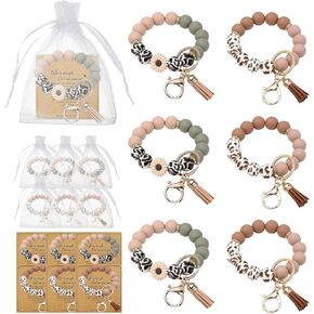 Dreamfox 6 مجموعة سيليكون مطرز سوار سلسلة المفاتيح للنساء حلقة رئيسية مطرز السوار السائبة مع شرابة جلدية بطاقات ملهمة للنساء هدايا الطرف تفضل in Kuwait