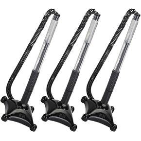 SUPVOX 3pcs Black 0.5mm Counter Pens with Chain, Multi-function Vertical Desk Stand Writing and Signing Pens for Office, Bank, Business Accessories in Kuwait