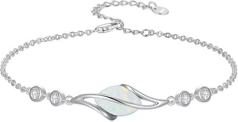925 Sterling Silver Bracelet for Women Oval Gemstone Link Bracelet Fine Jewelry Gifts for Women Wife Mom in Saudi Arabia