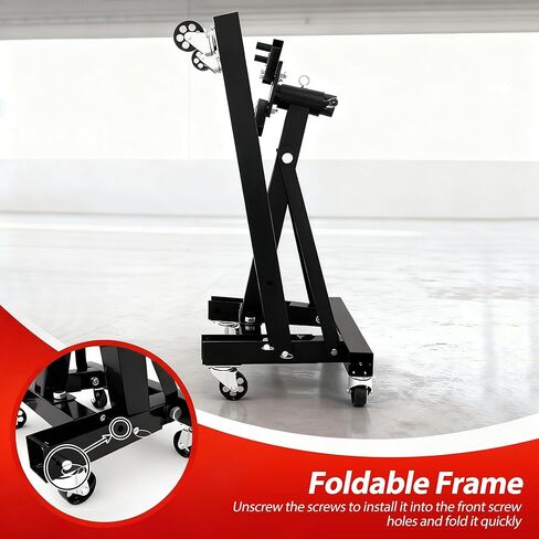 حامل محرك قابل للطي عالي التحمل بسعة 2000 رطل، رأس دوار 360 درجة وأذرع قابلة للتعديل لإصلاح السيارات، صيانة المركبات، 6 عجلات عالمية، أسود in Kuwait