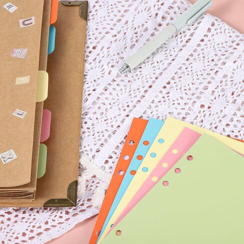 4 Pcs A5 Binder Dividers with 20 Tabs, Paper Index Divider, 6 Ring A5 Planner Inserts, Vertical Tabs Page, Index Divider for Notebook, Journal, Planner, Work Organization (5 Colors, 8.3 x 5.9 Inch) in Saudi Arabia