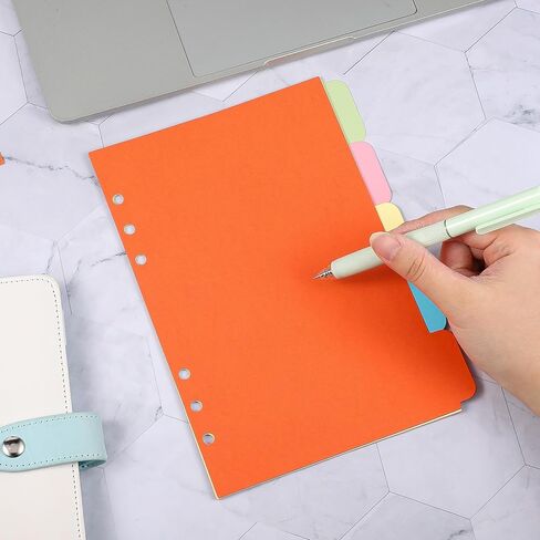 4 Pcs A5 Binder Dividers with 20 Tabs, Paper Index Divider, 6 Ring A5 Planner Inserts, Vertical Tabs Page, Index Divider for Notebook, Journal, Planner, Work Organization (5 Colors, 8.3 x 5.9 Inch) in Saudi Arabia