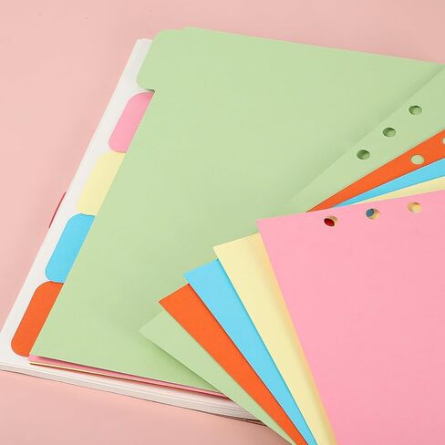 4 Pcs A5 Binder Dividers with 20 Tabs, Paper Index Divider, 6 Ring A5 Planner Inserts, Vertical Tabs Page, Index Divider for Notebook, Journal, Planner, Work Organization (5 Colors, 8.3 x 5.9 Inch) in Saudi Arabia