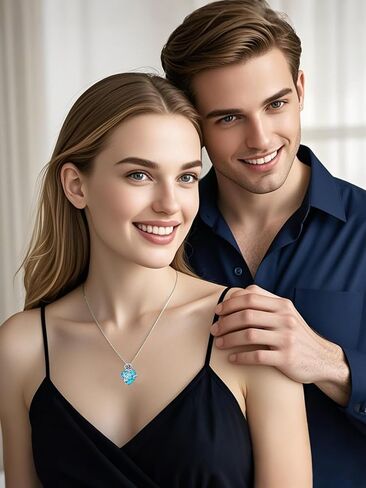 OCJ Birthstone Necklace for Women 925 Sterling Silver Rose Flower Heart Birthstones Pendant Necklace Fine Jewelry Anniversary Mothers Day Birthday Gifts for Women Her Wife Girlfriend Mom in Saudi Arabia