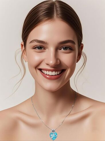 OCJ Birthstone Necklace for Women 925 Sterling Silver Rose Flower Heart Birthstones Pendant Necklace Fine Jewelry Anniversary Mothers Day Birthday Gifts for Women Her Wife Girlfriend Mom in Saudi Arabia