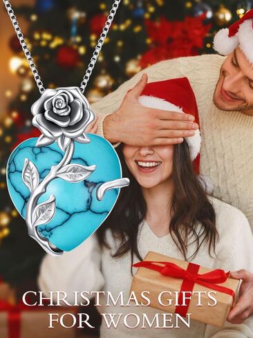 OCJ Birthstone Necklace for Women 925 Sterling Silver Rose Flower Heart Birthstones Pendant Necklace Fine Jewelry Anniversary Mothers Day Birthday Gifts for Women Her Wife Girlfriend Mom in Saudi Arabia