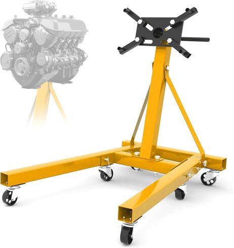 حامل محرك قابل للطي عالي التحمل بسعة 2000 رطل، رأس دوار 360 درجة وأذرع قابلة للتعديل لإصلاح السيارات، صيانة المركبات، 6 عجلات عالمية، أسود in Kuwait