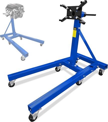 حامل محرك قابل للطي عالي التحمل بسعة 2000 رطل، رأس دوار 360 درجة وأذرع قابلة للتعديل لإصلاح السيارات، صيانة المركبات، 6 عجلات عالمية، أسود in Kuwait