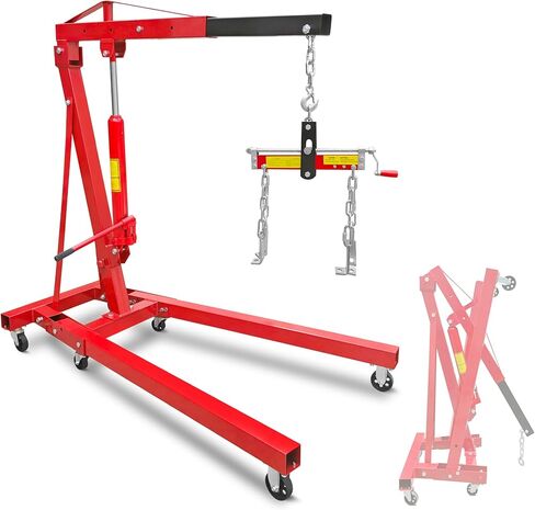 حامل محرك قابل للطي عالي التحمل بسعة 2000 رطل، رأس دوار 360 درجة وأذرع قابلة للتعديل لإصلاح السيارات، صيانة المركبات، 6 عجلات عالمية، أسود in Kuwait