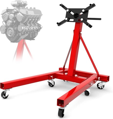 حامل محرك قابل للطي عالي التحمل بسعة 2000 رطل، رأس دوار 360 درجة وأذرع قابلة للتعديل لإصلاح السيارات، صيانة المركبات، 6 عجلات عالمية، أسود in Kuwait