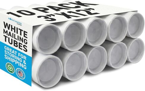 MagicWater Supply Mailing Tube 3 in x 12 in - White - 4 Pack - for Shipping and Storage of Posters, Arts, Crafts, and Documents in Kuwait