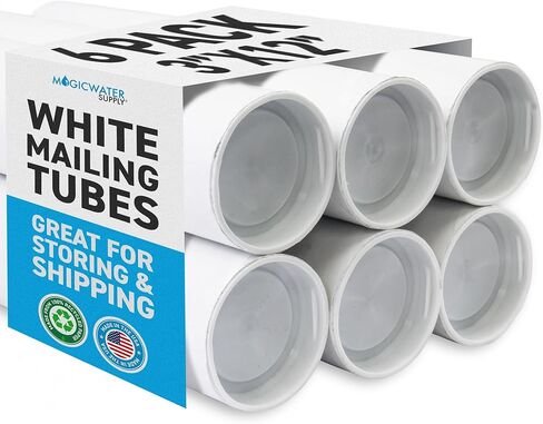 أنبوب بريد MagicWater Supply مقاس 3 × 12 بوصة - أبيض - 4 عبوات - لشحن وتخزين الملصقات والفنون والحرف اليدوية والمستندات in Saudi Arabia