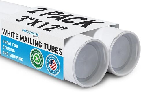 أنبوب بريد MagicWater Supply مقاس 3 × 12 بوصة - أبيض - 4 عبوات - لشحن وتخزين الملصقات والفنون والحرف اليدوية والمستندات in Saudi Arabia