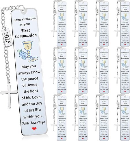 Gueevin 12 Pcs Metal First Communion Gifts 1st Communion Favors Bible Verse Bookmarks with Cross Tassels Christian Religious Bookmarks Bulk with Scripture Quotes for Him Her Book Lover Gift Easter in Saudi Arabia