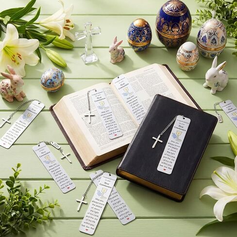 Gueevin 12 Pcs Metal First Communion Gifts 1st Communion Favors Bible Verse Bookmarks with Cross Tassels Christian Religious Bookmarks Bulk with Scripture Quotes for Him Her Book Lover Gift Easter in Saudi Arabia
