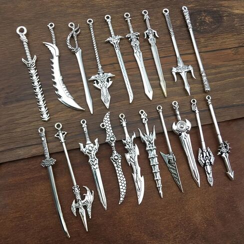 10PCS Retro Pendant Bookmarks Set, Mixed Color Alloy Sword Bookmark for Books, Crafts & Gifts in Saudi Arabia
