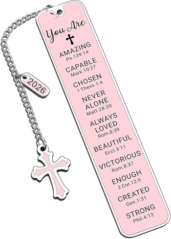 Bible Bookmark Baptism First Communion Gifts for Girl Teens Women Pink Stuff Christian Confirmation Religious Gifts for Girls Women Faith Birthday Easter Gift for Girls Stocking Stuffers for Teen Girl in Saudi Arabia