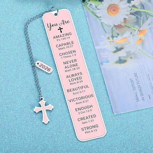 Bible Bookmark Baptism First Communion Gifts for Girl Teens Women Pink Stuff Christian Confirmation Religious Gifts for Girls Women Faith Birthday Easter Gift for Girls Stocking Stuffers for Teen Girl in Saudi Arabia