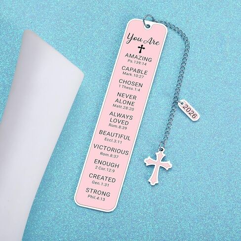 Bible Bookmark Baptism First Communion Gifts for Girl Teens Women Pink Stuff Christian Confirmation Religious Gifts for Girls Women Faith Birthday Easter Gift for Girls Stocking Stuffers for Teen Girl in Saudi Arabia