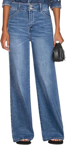 SIDEFEEL Womens Wide Leg Jeans High Waisted Stretchy Straight Leg Tummy Control Denim Pants in Saudi Arabia