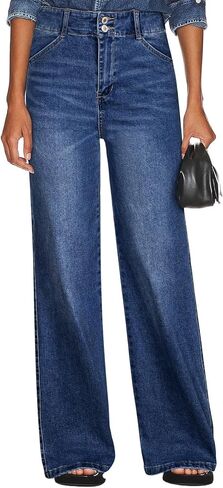 SIDEFEEL Womens Wide Leg Jeans High Waisted Stretchy Straight Leg Tummy Control Denim Pants in Saudi Arabia