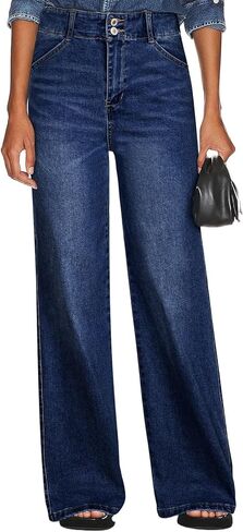 SIDEFEEL Womens Wide Leg Jeans High Waisted Stretchy Straight Leg Tummy Control Denim Pants in Saudi Arabia