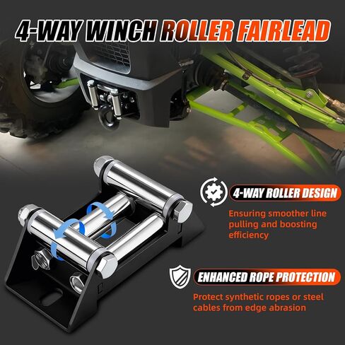4-Way Winch Roller Fairlead for ATV/UTV, 4 7/8" Bolt Centers, Fits 2000-3500 lbs Winches,#45 Carbon Steel Construction, ATV Winch Accessories in Saudi Arabia