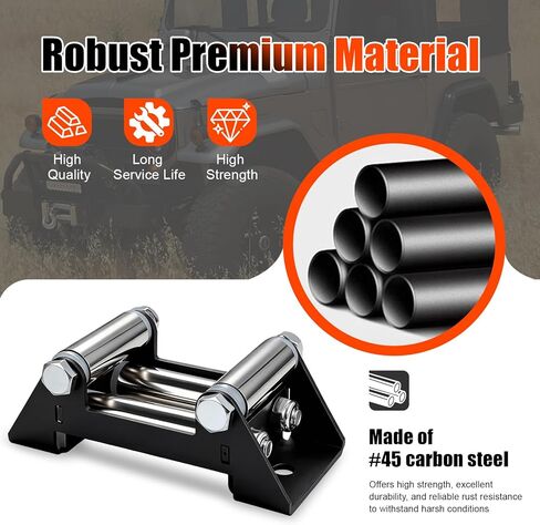 4-Way Winch Roller Fairlead for ATV/UTV, 4 7/8" Bolt Centers, Fits 2000-3500 lbs Winches,#45 Carbon Steel Construction, ATV Winch Accessories in Saudi Arabia