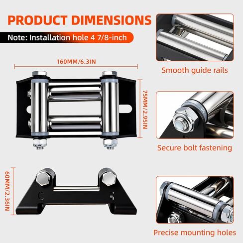 4-Way Winch Roller Fairlead for ATV/UTV, 4 7/8" Bolt Centers, Fits 2000-3500 lbs Winches,#45 Carbon Steel Construction, ATV Winch Accessories in Saudi Arabia