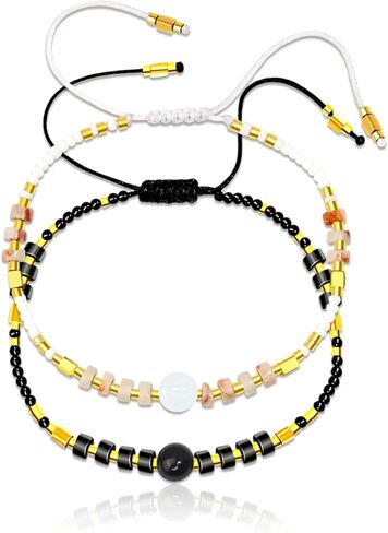 البحرية السكر كريستال أفضل صديق، زوجين، أمي وداو. مجموعة أساور، هدية مجوهرات مطابقة قابلة للتعديل للنساء، BFF، عيد الميلاد، عيد الأم in Kuwait