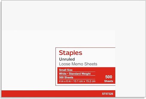 STAPLES Loose Memo Slips, 4" x 6", Unruled, White, 1500/Carton in Saudi Arabia