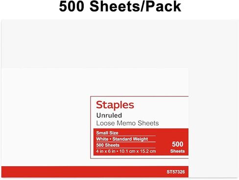 STAPLES Loose Memo Slips, 4" x 6", Unruled, White, 1500/Carton in Saudi Arabia