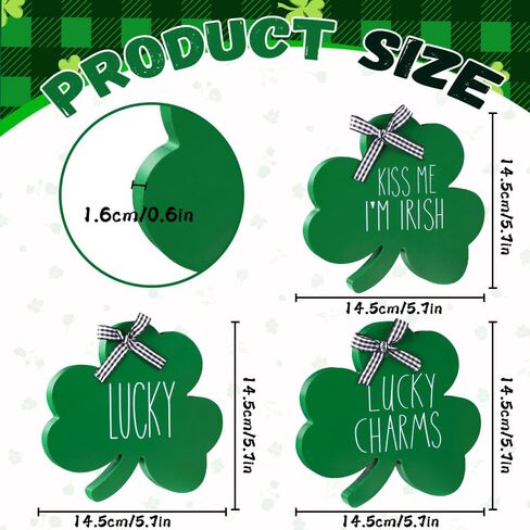3 قطع لافتات خشبية لطاولة عيد القديس باتريك، علامة أيرلندية ذات طابع شامروك سانت باتريك من الخشب لتزيين الطاولة، كتل شامروك خضراء، لافتة سحرية محظوظة لحفلات ديكور المنزل في المزرعة in Kuwait