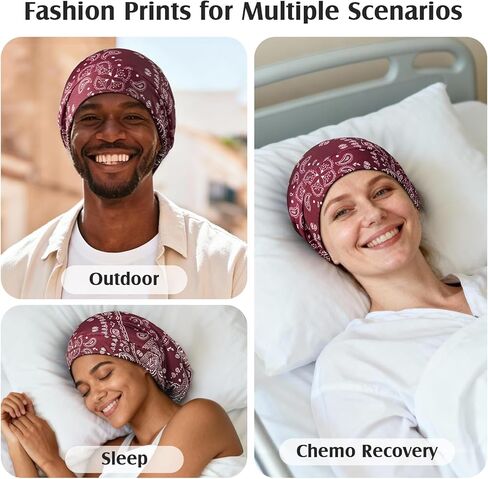 غطاء شعر من حرير التوت من YFONG للنساء والرجال النائمين، بطانة من الحرير الحقيقي، وليس الساتان، غطاء رأس للنوم طوال الليل مع حزام قابل للتعديل للشعر القصير المجعد الطويل الناعم، أحمر in Kuwait