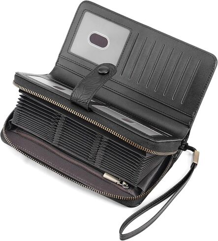 SENDEFN Women's Credit Card Holder RFID Blocking Zip Around Leather Wallet Large Capacity Long Purse with Wristlet in Saudi Arabia