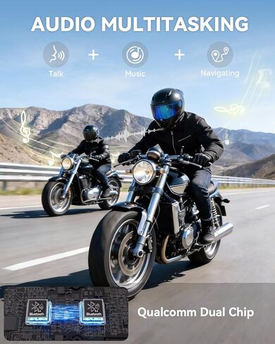 N8 8 Riders Group Mesh Motorcycle Intercom, Motorcycle Bluetooth Headset V5.4 with Audio Multitasking/Music Sharing, 45mm Helmet Speakers Communication Systems for ATV/Snowmobile/Ski, 2 Pack in Saudi Arabia
