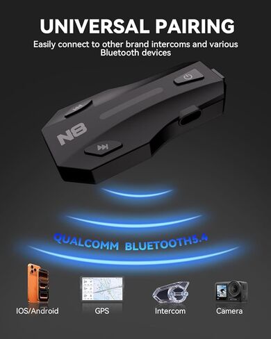 N8 8 Riders Group Mesh Motorcycle Intercom, Motorcycle Bluetooth Headset V5.4 with Audio Multitasking/Music Sharing, 45mm Helmet Speakers Communication Systems for ATV/Snowmobile/Ski, 2 Pack in Saudi Arabia