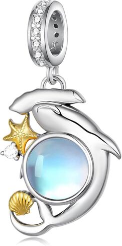 Moonstone Hammerhead Shark Charms للأساور 925 فضة المحيط سحر القرش ديكور مجوهرات هدايا للنساء in Kuwait