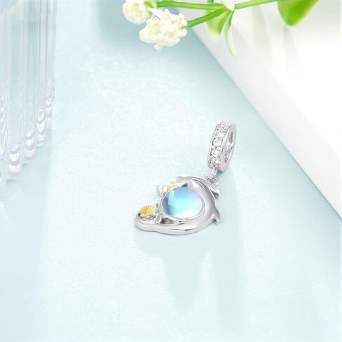 Moonstone Hammerhead Shark Charms للأساور 925 فضة المحيط سحر القرش ديكور مجوهرات هدايا للنساء in Kuwait