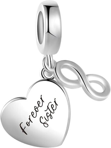Silver Forever Family Love Sister Friends Charm Compatible with Pandora Bracelets Heart Charms for Women Jewelry in Saudi Arabia