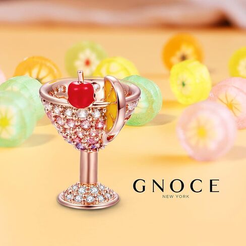 GNOCE Cocktail Charms Sterling Silver with Cherry and Lemon Slice I Love Cocktail Bead Charms 18k Rose Gold Plated fit Bracelet/Necklace Jewelry Gift for Women Mens… in Saudi Arabia
