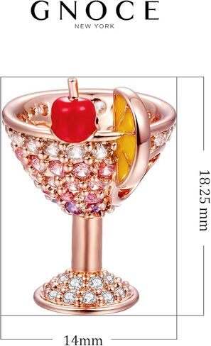 GNOCE Cocktail Charms Sterling Silver with Cherry and Lemon Slice I Love Cocktail Bead Charms 18k Rose Gold Plated fit Bracelet/Necklace Jewelry Gift for Women Mens… in Saudi Arabia
